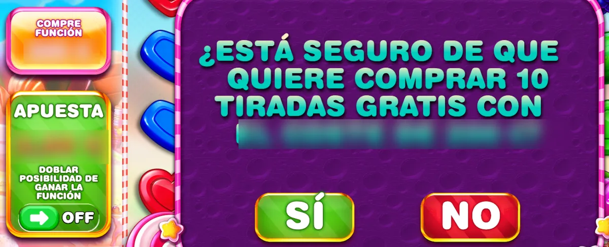 Paneles de compra de giros gratis y Ante Bet de Sweet Bonanza