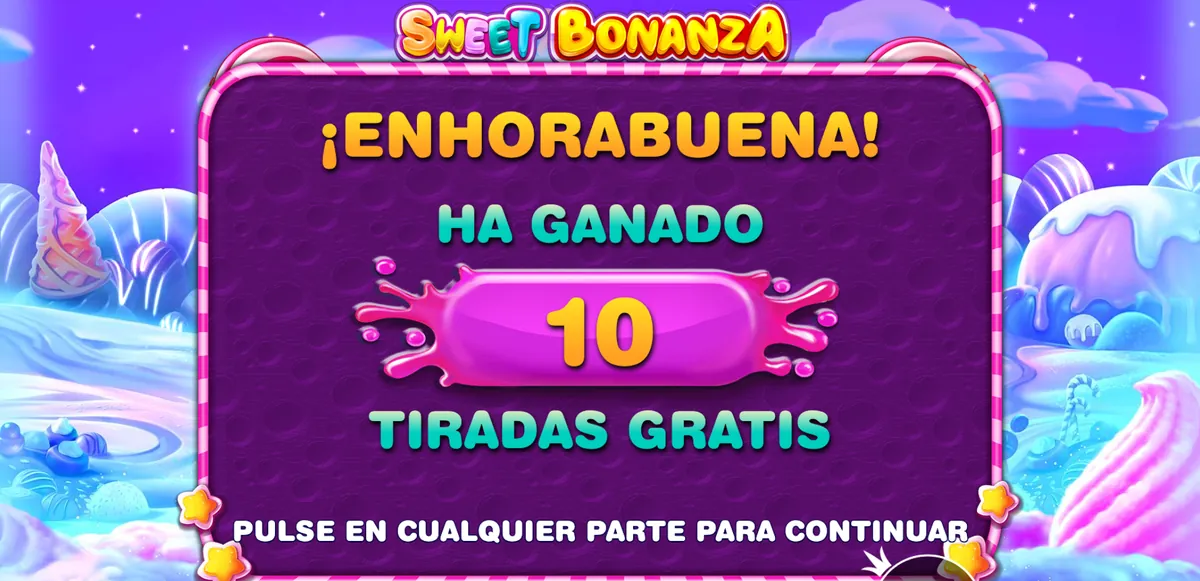 Pantalla de inicio oficial de Sweet Bonanza con la rejilla de 6 por 5